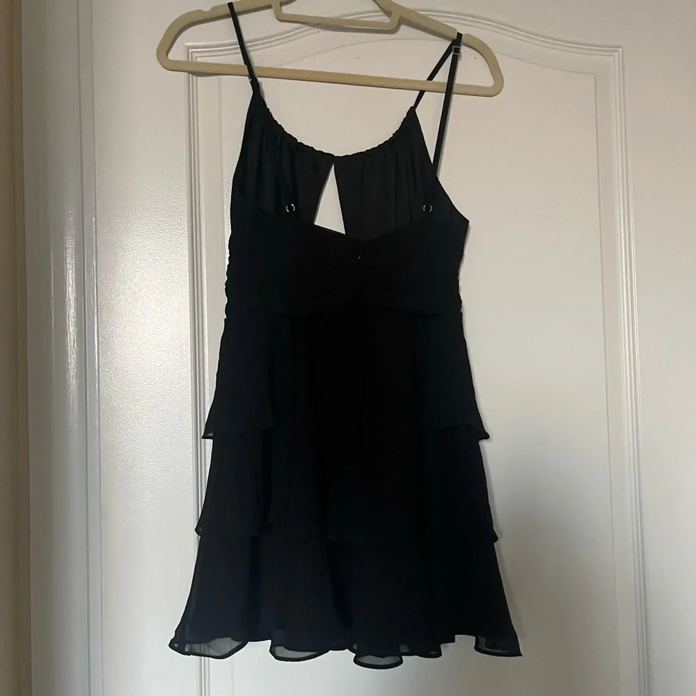 Michael Costello‎ x Revolve Ariana Tiered Ruffle Black Mini Dress